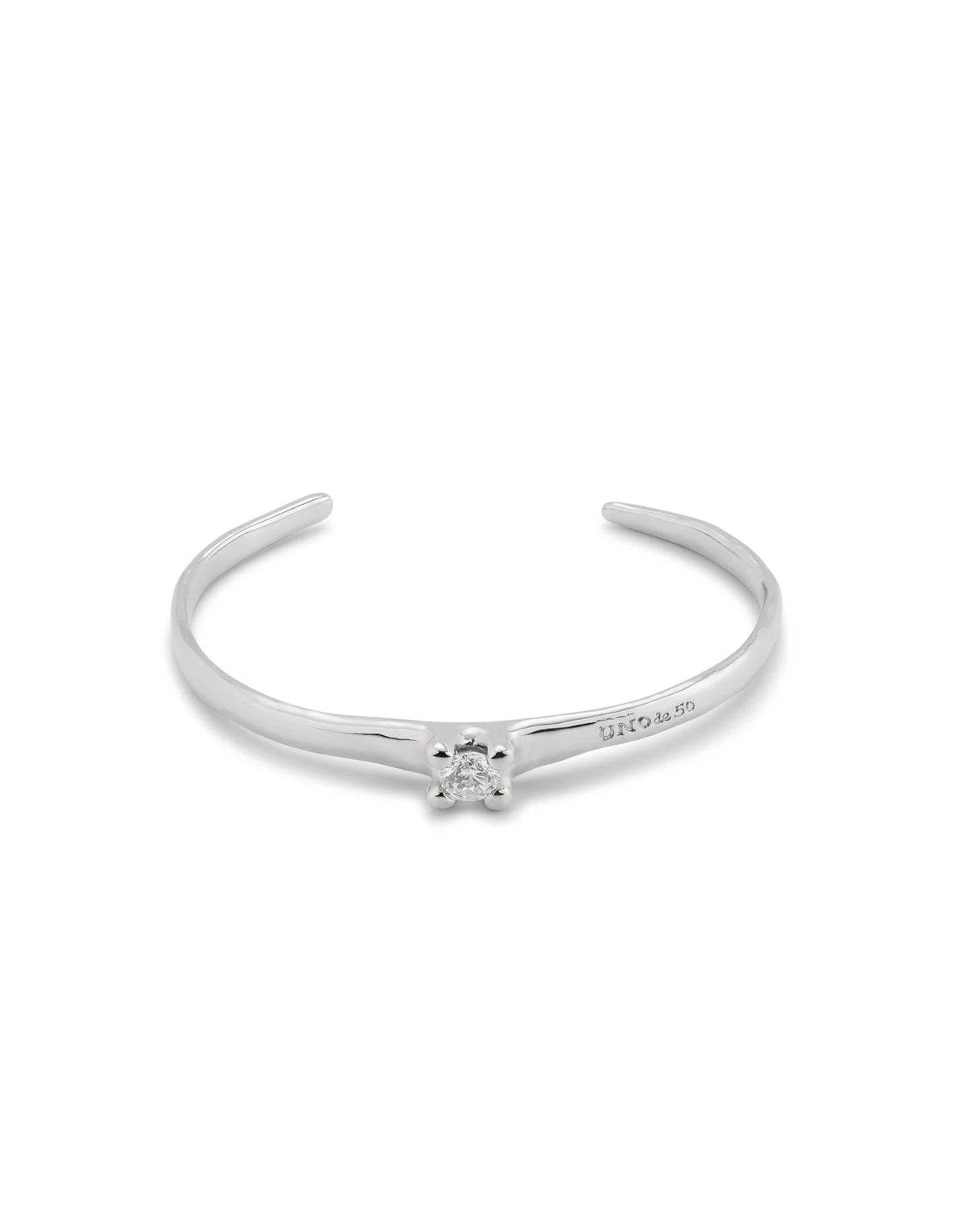 Cuff Bracelet With Blue Cubic Zirconia - Silver