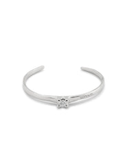 Cuff Bracelet With Blue Cubic Zirconia - Silver