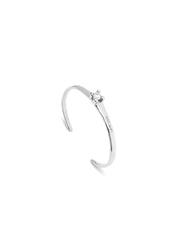 Cuff Bracelet With Blue Cubic Zirconia - Silver