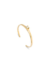 Cuff Bracelet With Blue Cubic Zirconia - Gold