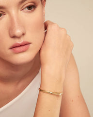 Cuff Bracelet With Blue Cubic Zirconia - Gold