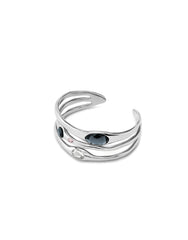 Bangle Bracelet With Crystals - Silver