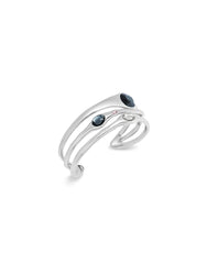 Bangle Bracelet With Crystals - Silver