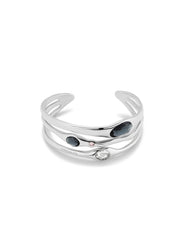 Bangle Bracelet With Crystals - Silver
