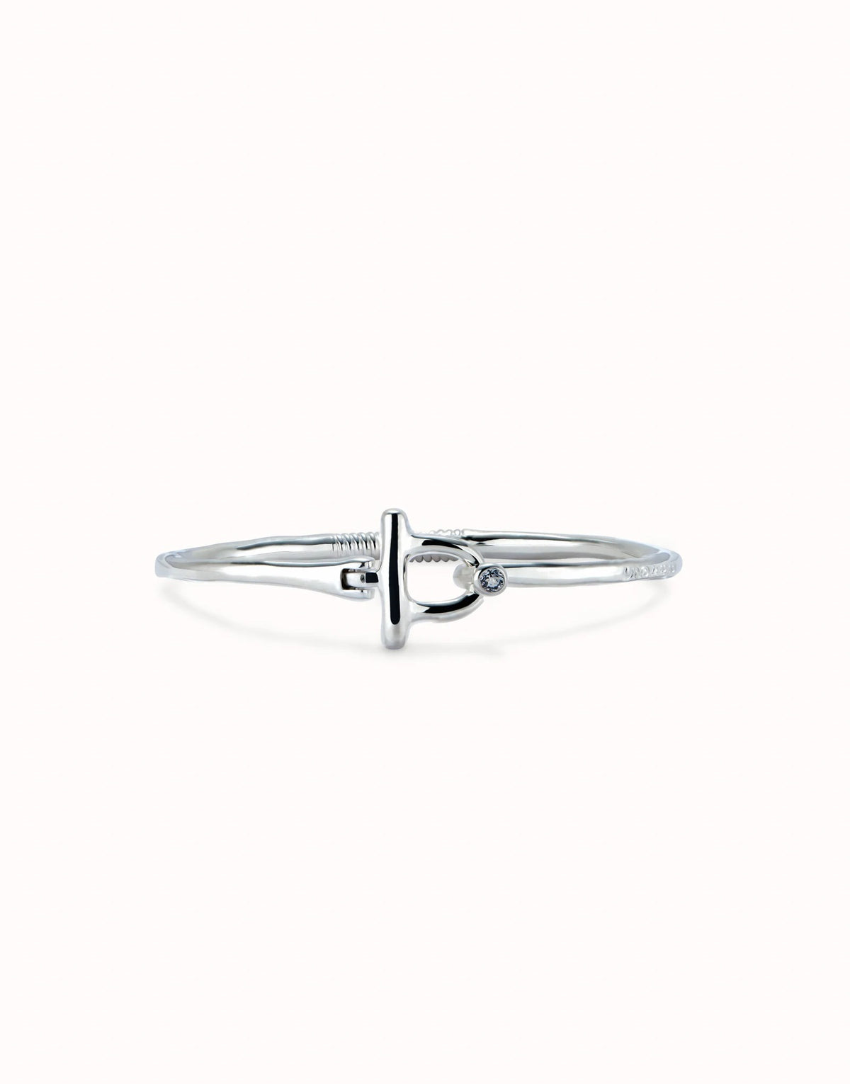 Bangle Bracelet With White Topaz - Silver