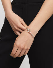 Bangle Bracelet With White Topaz - Silver