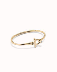 Bangle Bracelet With White Topaz - Gold