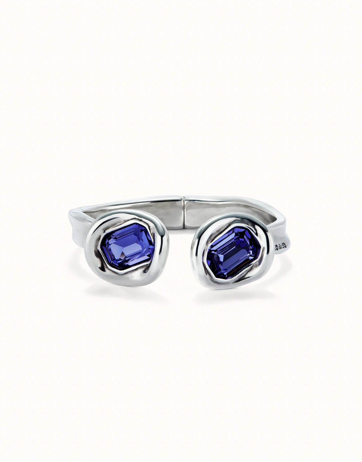 Bangle Bracelet With Two Purple Crystals