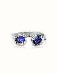 Bangle Bracelet With Two Purple Crystals