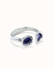 Bangle Bracelet With Two Purple Crystals