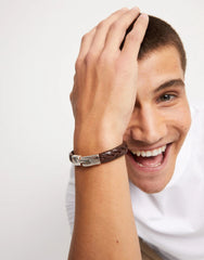Braided Leather Bracelet With Clasp