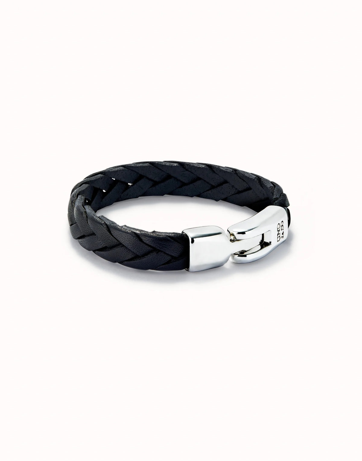 Black Braided Leather Bracelet With Clasp