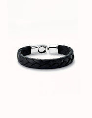 Black Braided Leather Bracelet With Clasp
