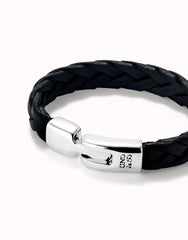 Black Braided Leather Bracelet With Clasp
