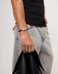 Multi Strand Leather Bracelet With Two Circles