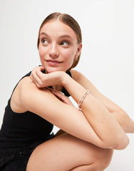 Paper Clip Link Bracelet With Padlock - Silver