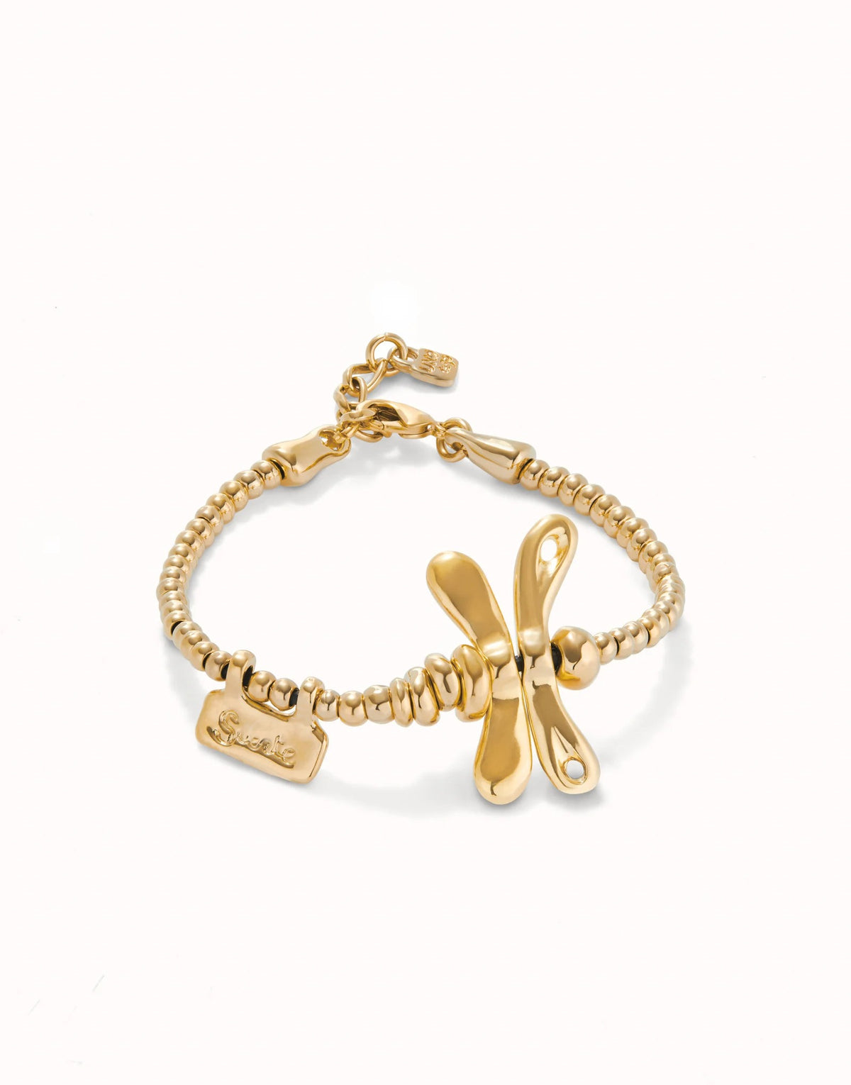 Elastic Bracelet With 18K Gold-Plated Dragonfly