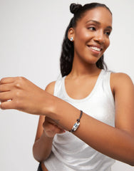 Bracelet Leather With Blue Crystal - Silver