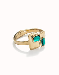 Bangle Bracelet With Green Crystals - Gold