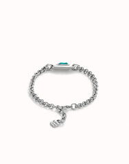 Chain Bracelet With Green Crystal - Silver