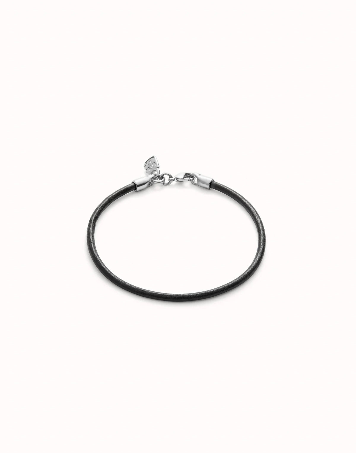 Black Leather Bracelet With Clasp - Silver