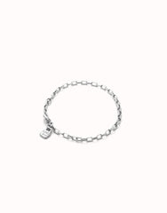 Mid-Sized Link Charm Chain Bracelet - Silver