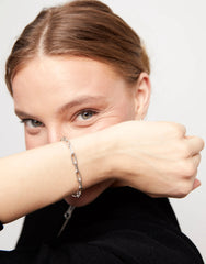 Rectangular Link Chain Bracelet - Silver