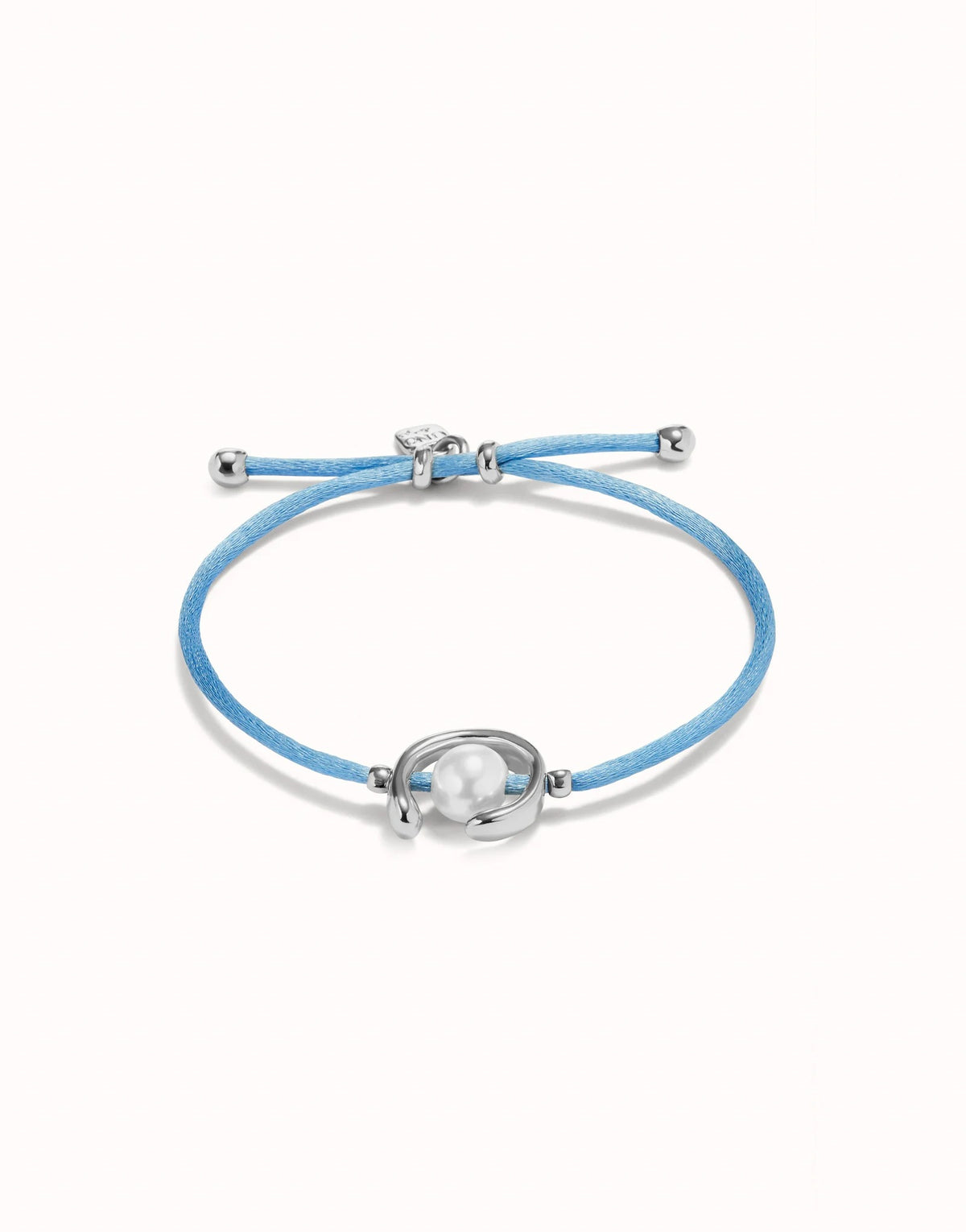 Blue Thread Bracelet With Pearl - Silver