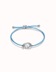 Blue Thread Bracelet With Pearl - Silver