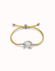 Camel Thread Bracelet With Pearl Shell - Silver