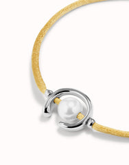 Camel Thread Bracelet With Pearl Shell - Silver