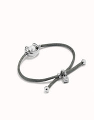 Grey Thread Bracelet With Pearl - Silver