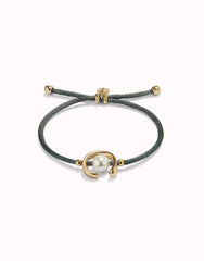 Grey Thread Bracelet With 18K Gold Plated Shell Pearl