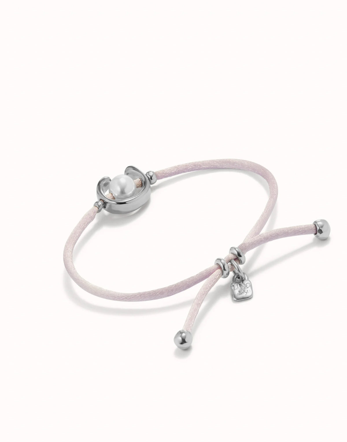 Lilac Thread Bracelet With Pearl - Silver
