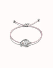 Lilac Thread Bracelet With Pearl - Silver