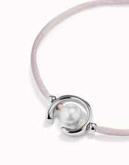 Lilac Thread Bracelet With Pearl - Silver