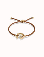 Brown Thread Bracelet With 18K Gold Plated Shell Pearl