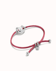 Mauve Thread Bracelet With Pearl - Silver