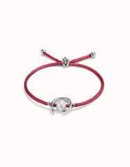 Mauve Thread Bracelet With Pearl - Silver
