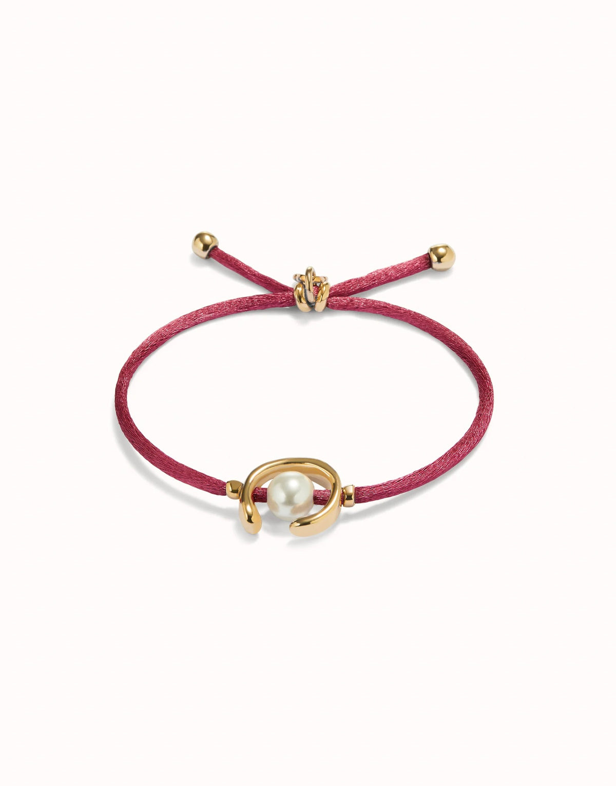 Mauve Thread Bracelet With 18K Gold Plated Shell Pearl