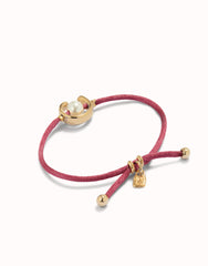 Mauve Thread Bracelet With 18K Gold Plated Shell Pearl