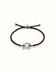 Black Thread Bracelet With Pearl - Silver