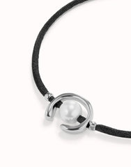 Black Thread Bracelet With Pearl - Silver