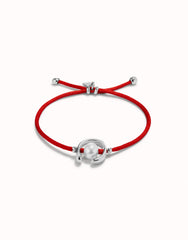 Red Thread Bracelet With Pearl - Silver