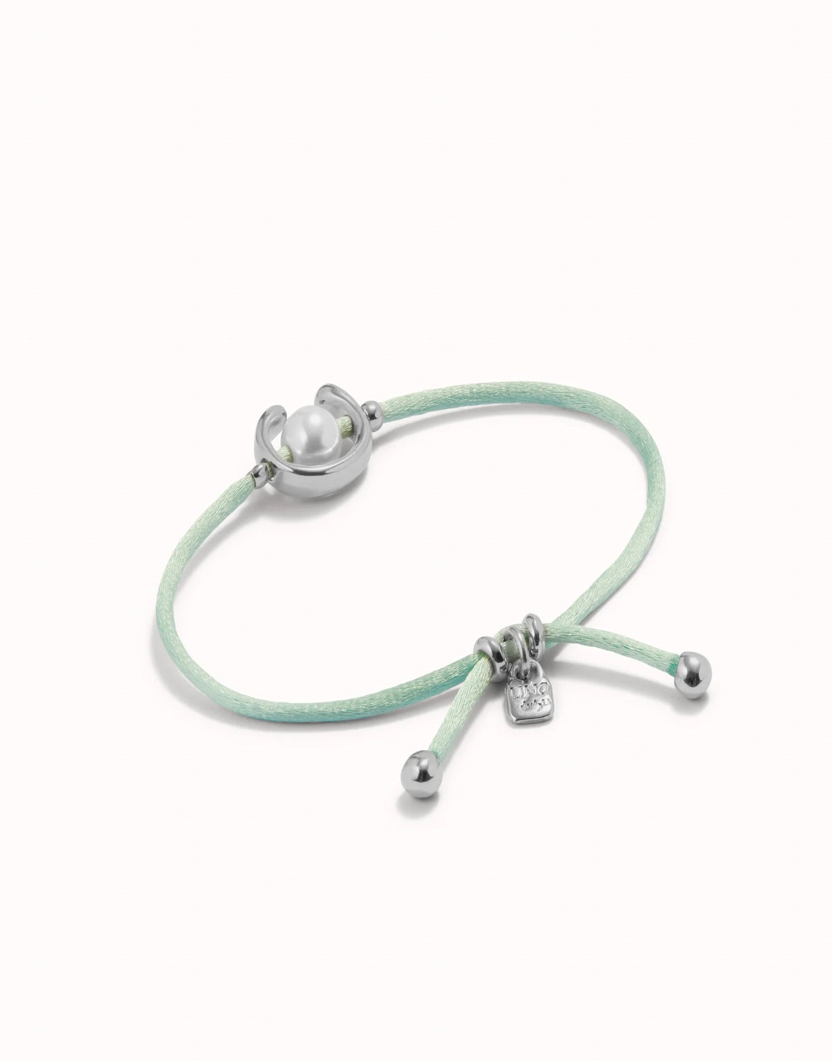 Blue Green Thread Bracelet With Pearl - Silver