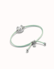 Blue Green Thread Bracelet With Pearl - Silver