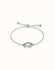 Blue Green Thread Bracelet With Pearl - Silver