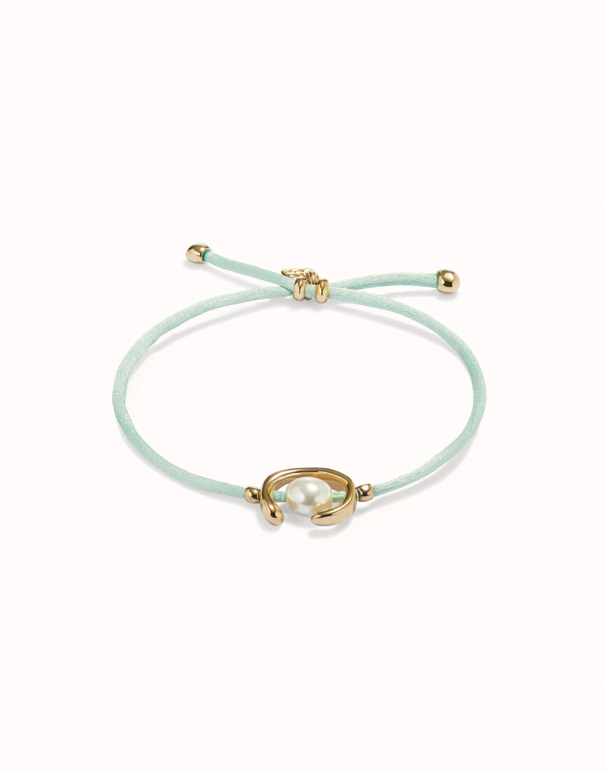 Blue Green Thread Bracelet With 18K Gold Plated Shell Pearl