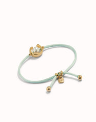 Blue Green Thread Bracelet With 18K Gold Plated Shell Pearl