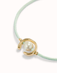 Blue Green Thread Bracelet With 18K Gold Plated Shell Pearl